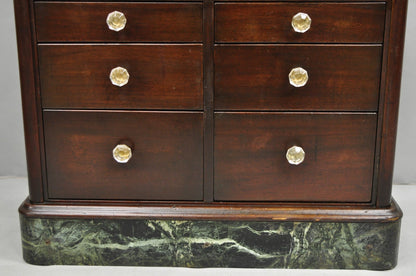 Antique Arts & Crafts Mahogany 15 Drawer Medical Dental Cabinet w/ Marble Base