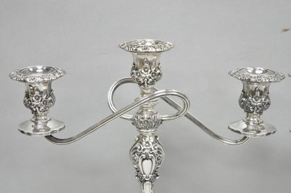 Vintage International Silver Co Countess Silver Plated 3 Arm Candelabra - Pair