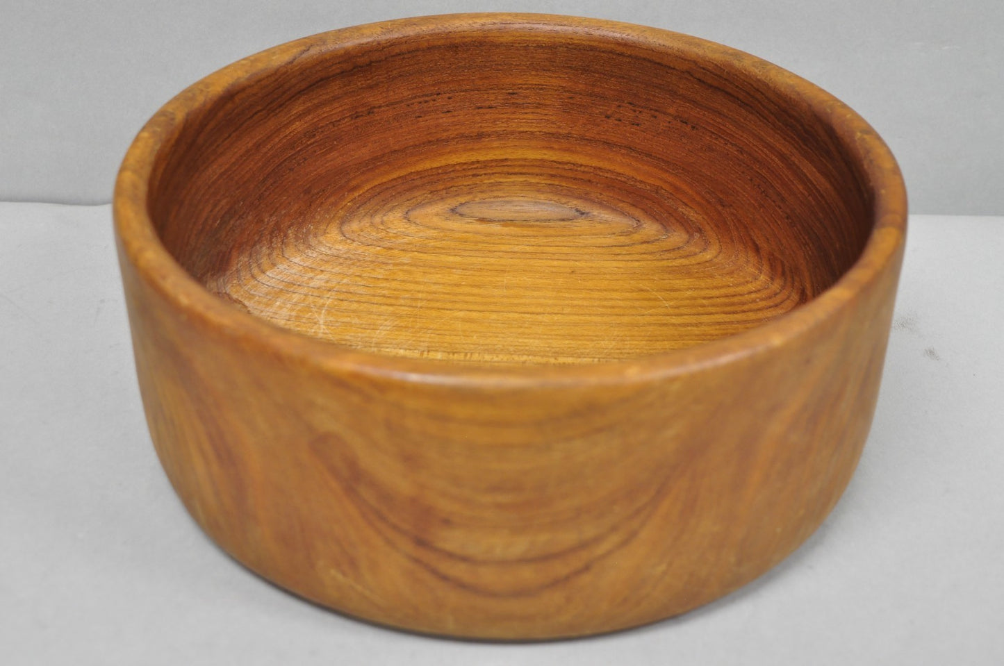 Vintage Mid Century Danish Modern Carved Teak Wood Salad Fruit Bowl (A)
