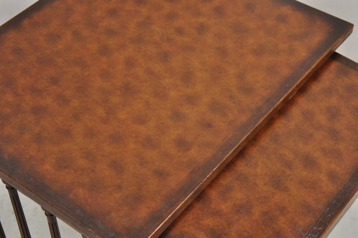 Regency Style Mahogany Brown Tooled Leather Accent Side Table by Highland House