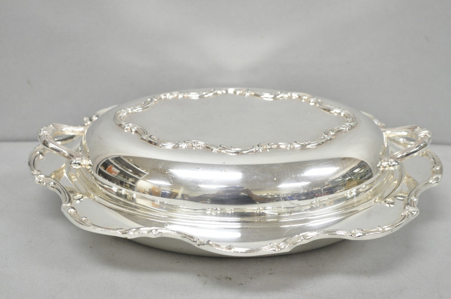 Vintage Victorian Style Silver Plated Covered Vegetable Serving Dish Platter