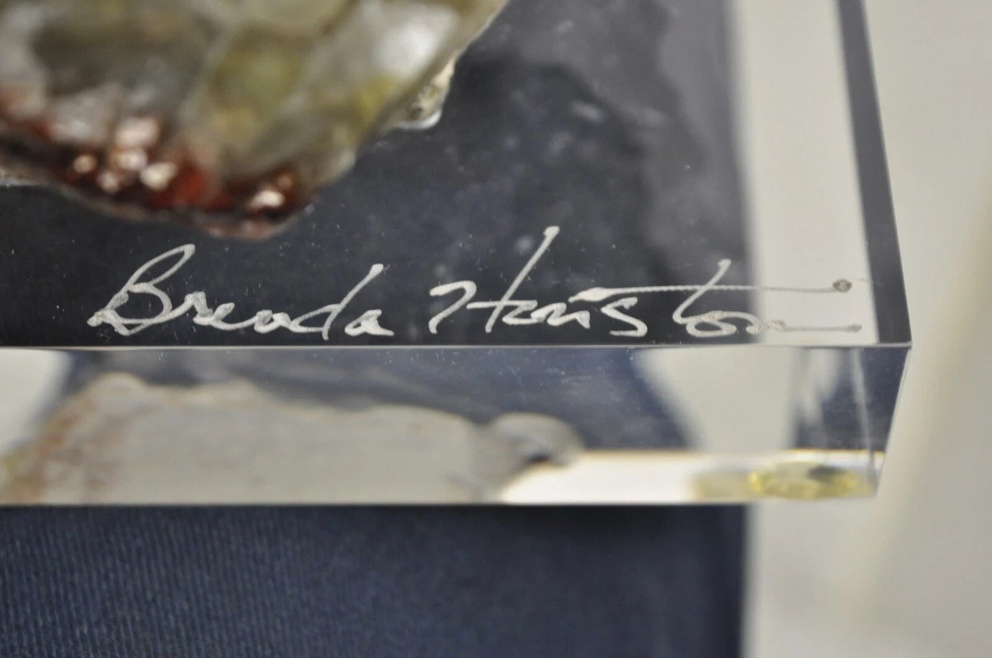 Large Green Calcite Quartz Mineral Geode Specimen Sculpture by Brenda Houston