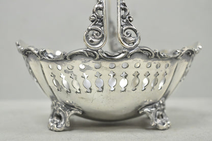 Antique Wallace Bros Victorian Silver Plated Reticulated Small Basket Nut Dish