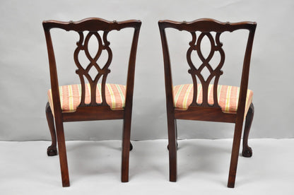 Vintage Chippendale Mahogany Ball and Claw Dining Side Chairs attr. Kindel, Pair