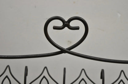 Vintage French Style Scrolling Wrought Iron Magazine Rack Stand with Heart