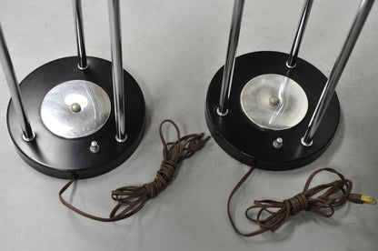 Vintage Mid Century Modern Woven Spun Fiberglass Triple Shade Table Lamp - Pair