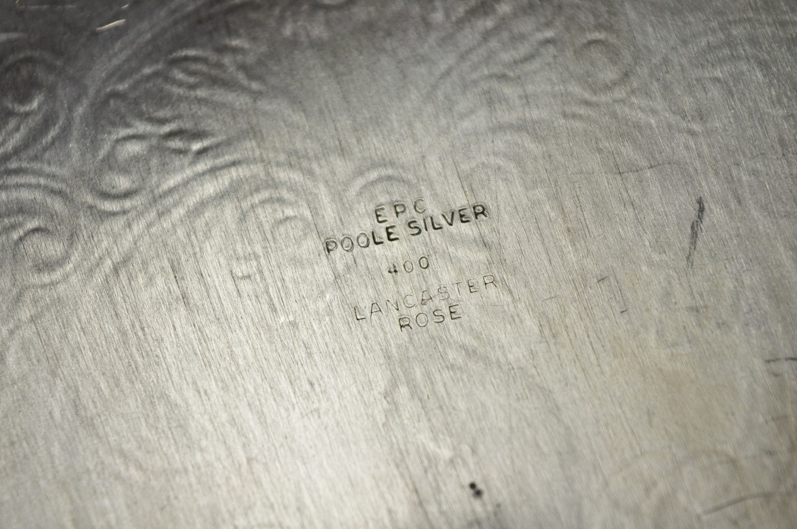 Vintage Poole 400 Lancaster Rose Oval Silver Plated Bar Serving Platter Tray