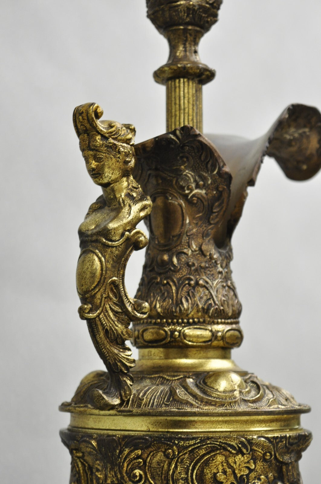 Vintage French Renaissance Large Figural Bronze Ewer Urn Pitcher Table Lamp