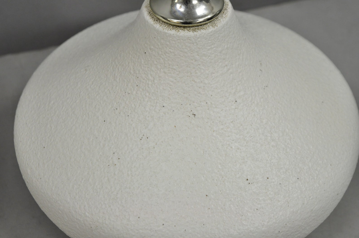 Mid Century Modern Atomic Era Sculpted Wood White Ceramic Table Lamps - a Pair