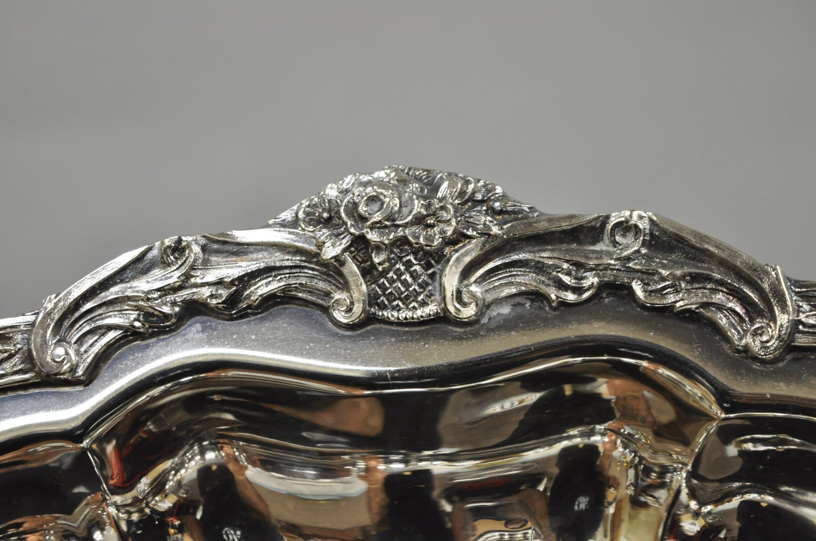 Vintage Victorian Silver Plated "Rose Basket" Round Shallow Serving Platter