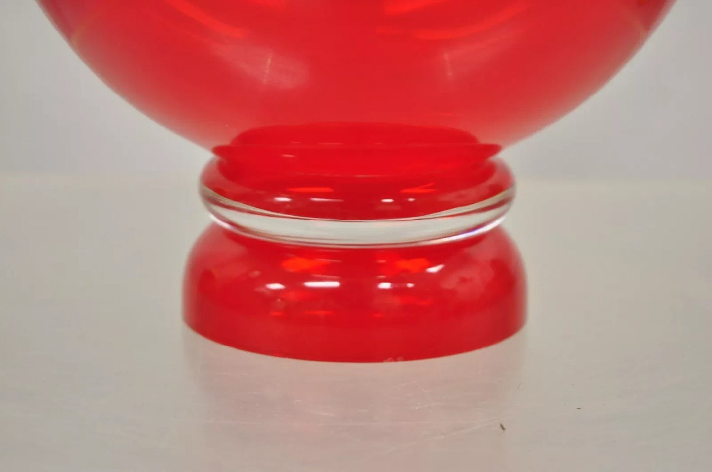 Vintage Marquis Waterford Red 8" Tango Footed Mid Century Modern Glass Bowl