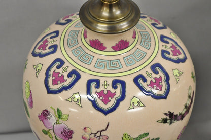 Vintage Chinoiserie Pink Porcelain Ginger Jar Jardinière Vase Table Lamp a Pair