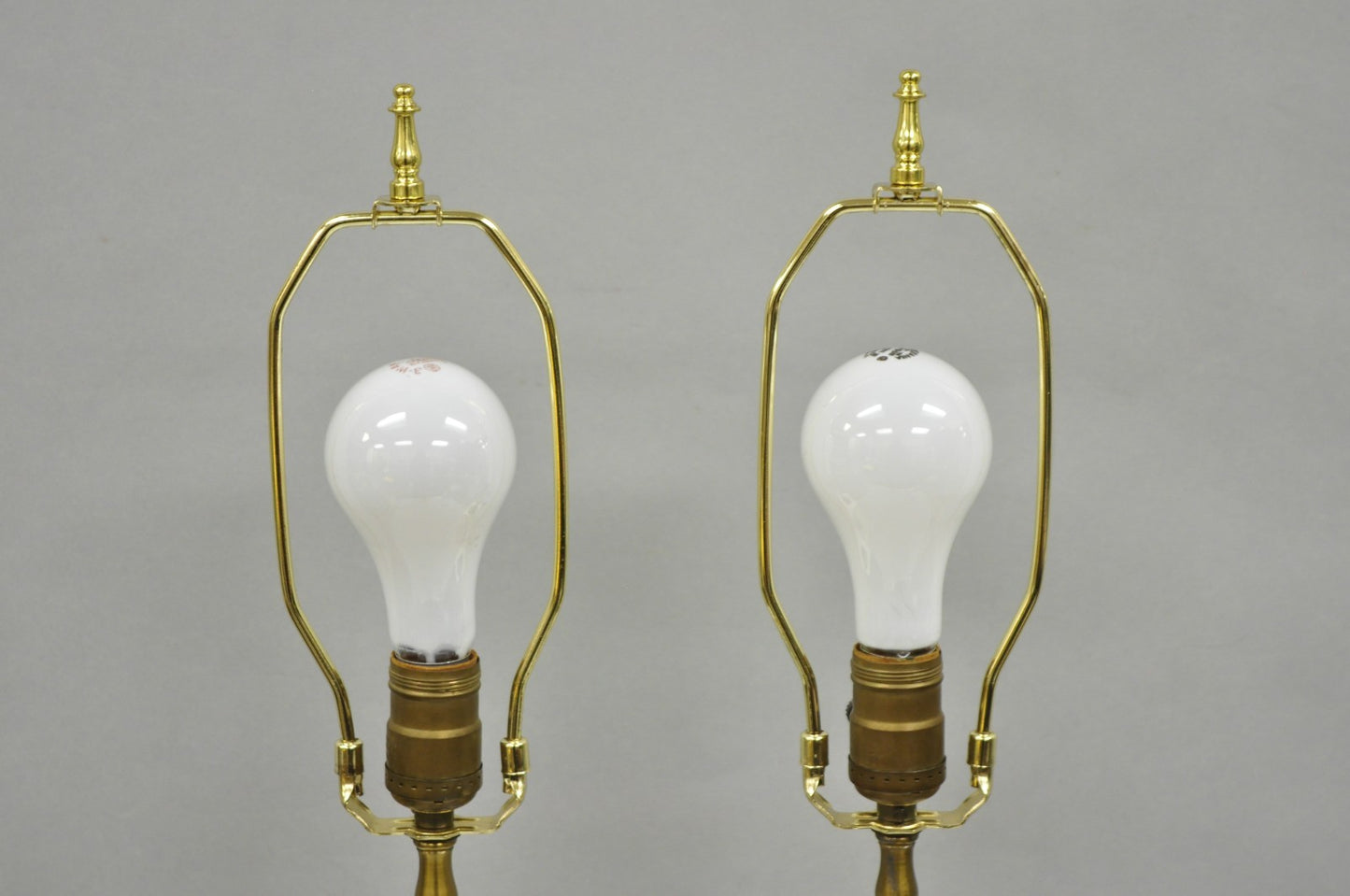 Vintage Victorian French Porcelain Column Table Lamps w Painted Flowers - a Pair