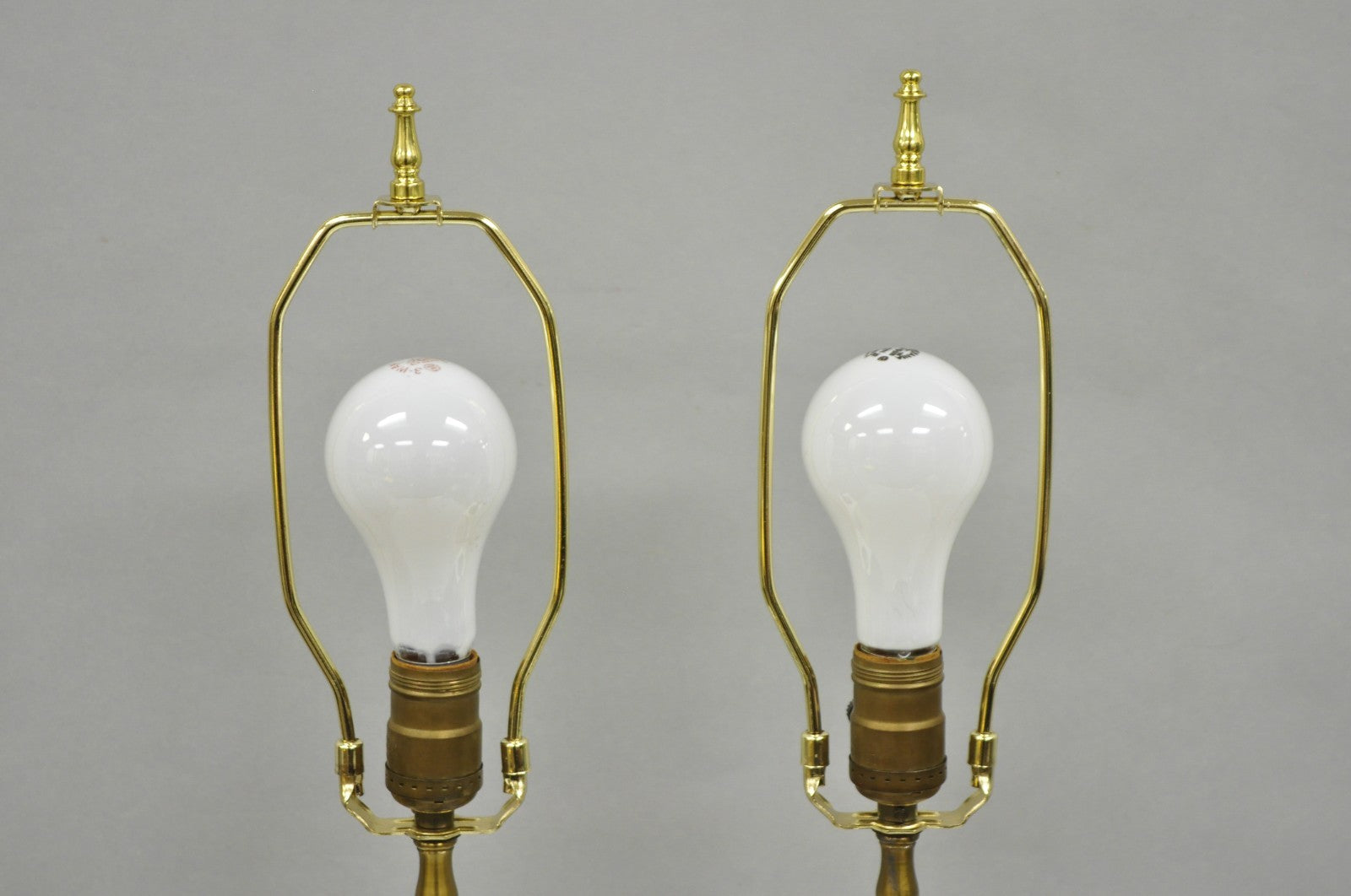 Vintage Victorian French Porcelain Column Table Lamps w Painted Flowers - a Pair