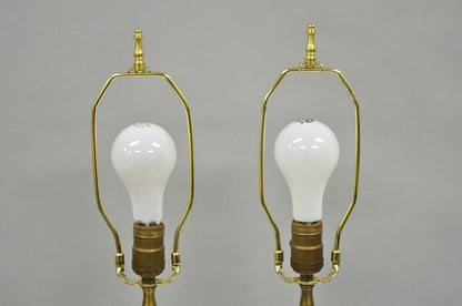 Vintage Victorian French Porcelain Column Table Lamps w Painted Flowers - a Pair