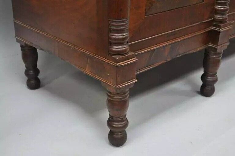 Antique 19th C. American Empire Crotch Flame Mahogany Sideboard Buffet