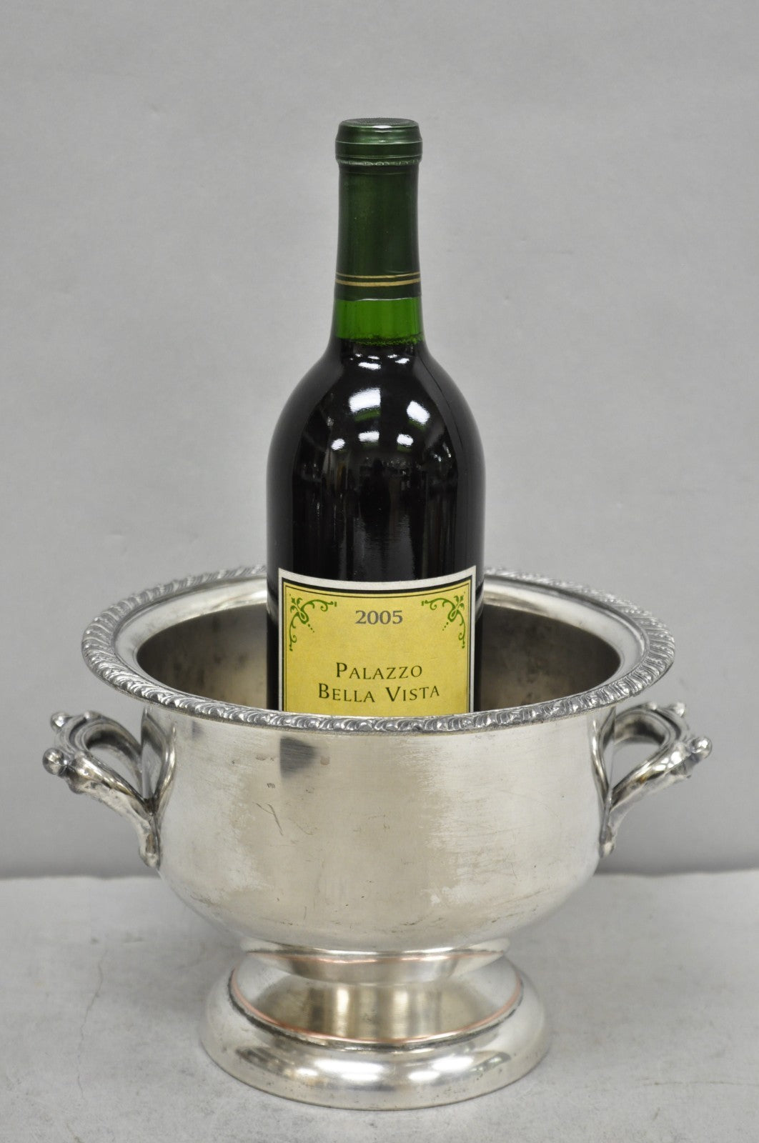 Vintage English Regency Style Silver Plated Low Champagne Chiller Ice Bucket