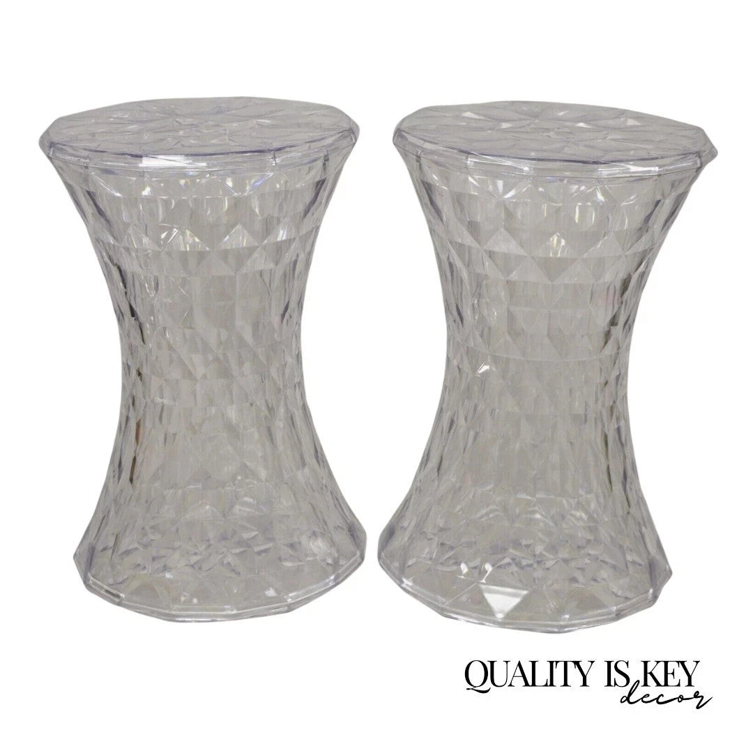 Marcel Wanders for Kartell Italy Clear PMMA Hourglass "Stone" Stool - a Pair