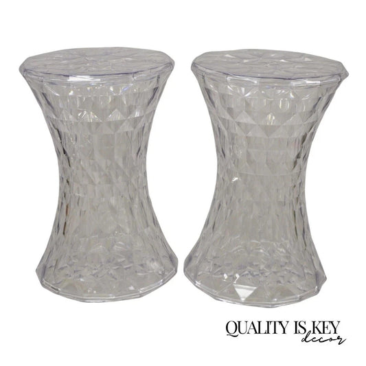 Marcel Wanders for Kartell Italy Clear PMMA Hourglass "Stone" Stool - a Pair