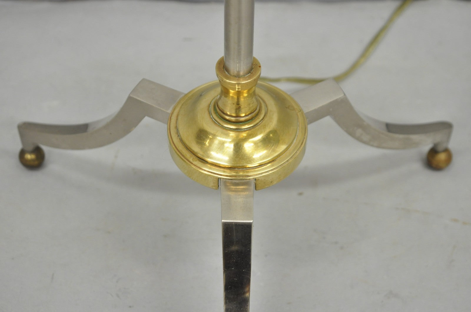 Vintage Maison Jansen Style Neoclassical Steel and Brass Adjustable Floor Lamp