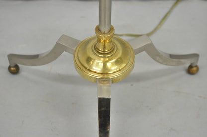 Vintage Maison Jansen Style Neoclassical Steel and Brass Adjustable Floor Lamp