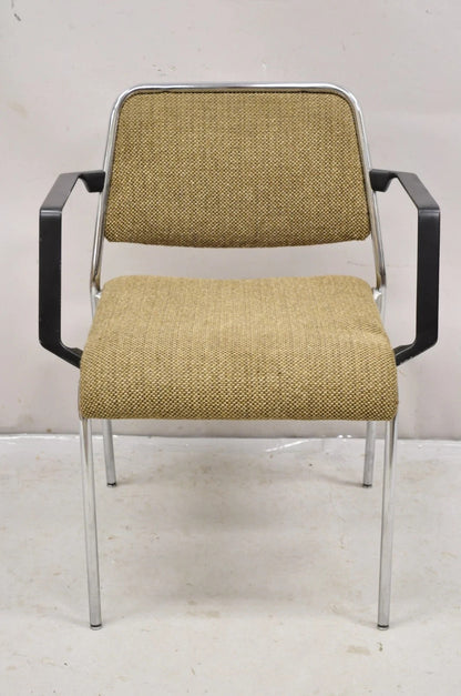 Vintage Sculpted Chrome Frame Post Mid Century Modern Office Arm Chair
