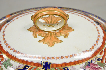 19th C English Ironstone Diamond Patent Covered Vegetable Soup Tureen - a Pair