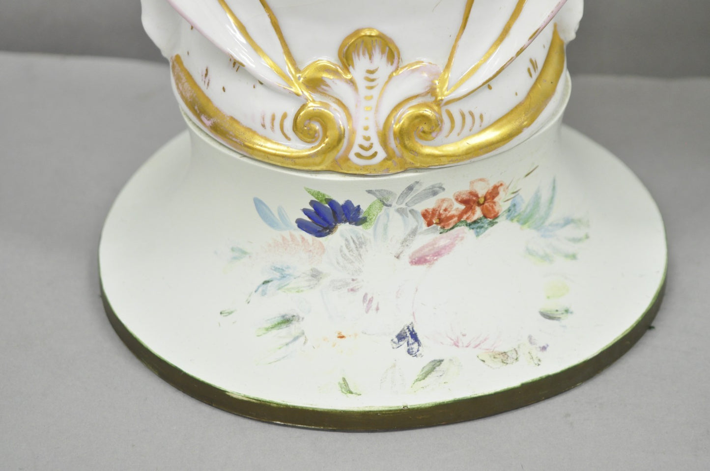 Antique Art Nouveau Austrian Porcelain Painted French Floral Table Lamps, a Pair
