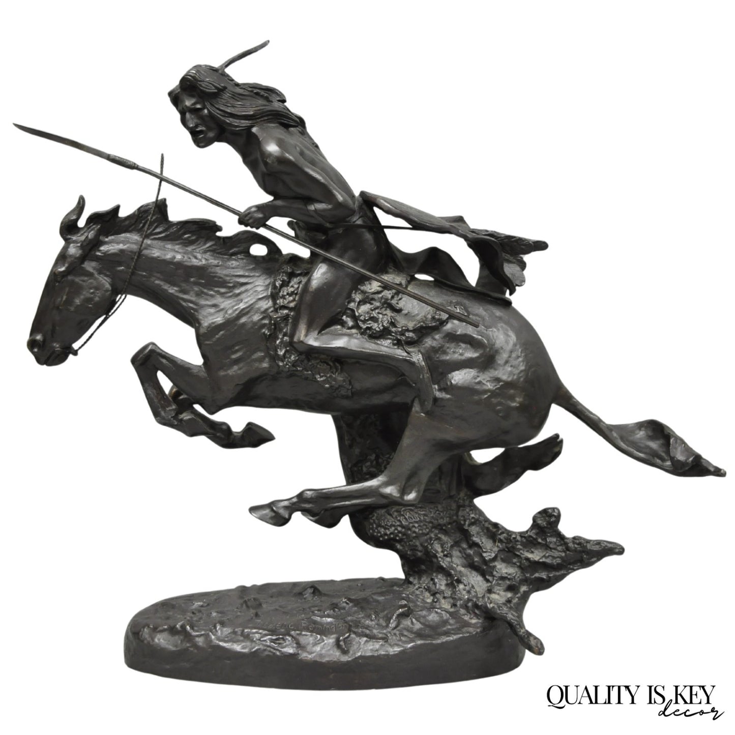 Frederic Remington "Cheyenne" Lost Wax Cast Bronze Native American Sculpture