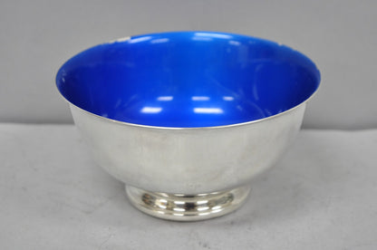 Vintage Reed & Barton 1120 Blue Enamel Silver Plated Small 6.5" Footed Bowl