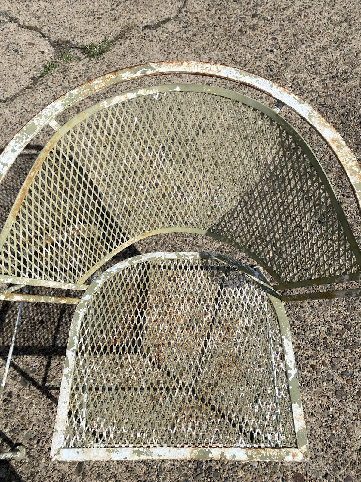 Vintage Mid Century Modern Woodard Style Wrought Iron Garden Patio Dining Set 5p