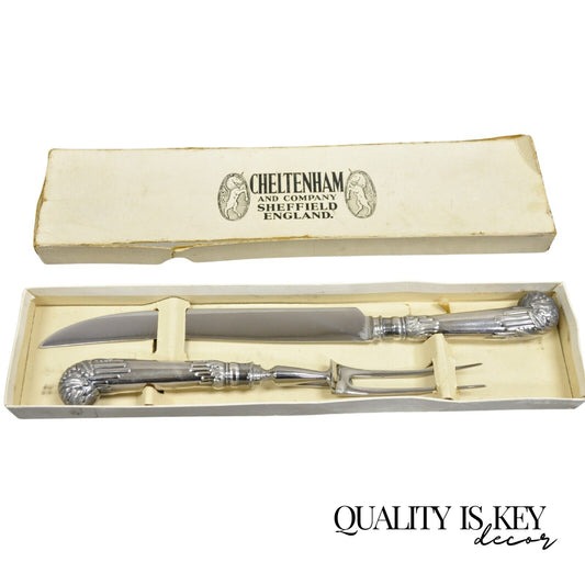 Vintage Cheltenham & Co Stainless Steel Silver Plated Meat Carving Cutlery Set