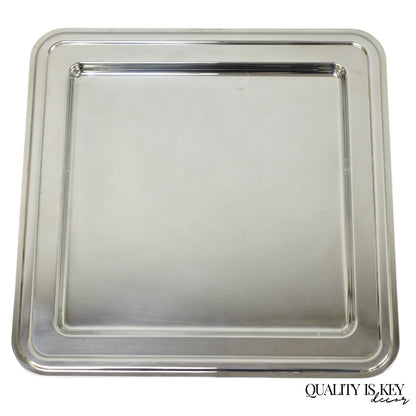 Contemporary Modern Landes Silver Plated 13.5" Square Bar Serving Platter Tray