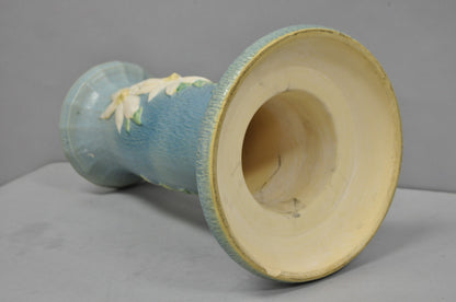 Vintage Roseville USA Blue Clematis Flower Art Pottery Jardiniere Pedestal Base