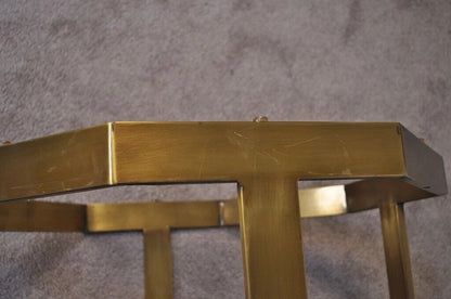 Vintage Mastercraft Hollywood Regency Brass & Octagonal Glass Coffee Table