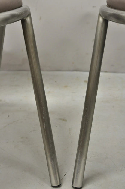 Vintage Brueton Mid Century Modern Tubular Steel Cat Eye Lounge Chairs - a Pair