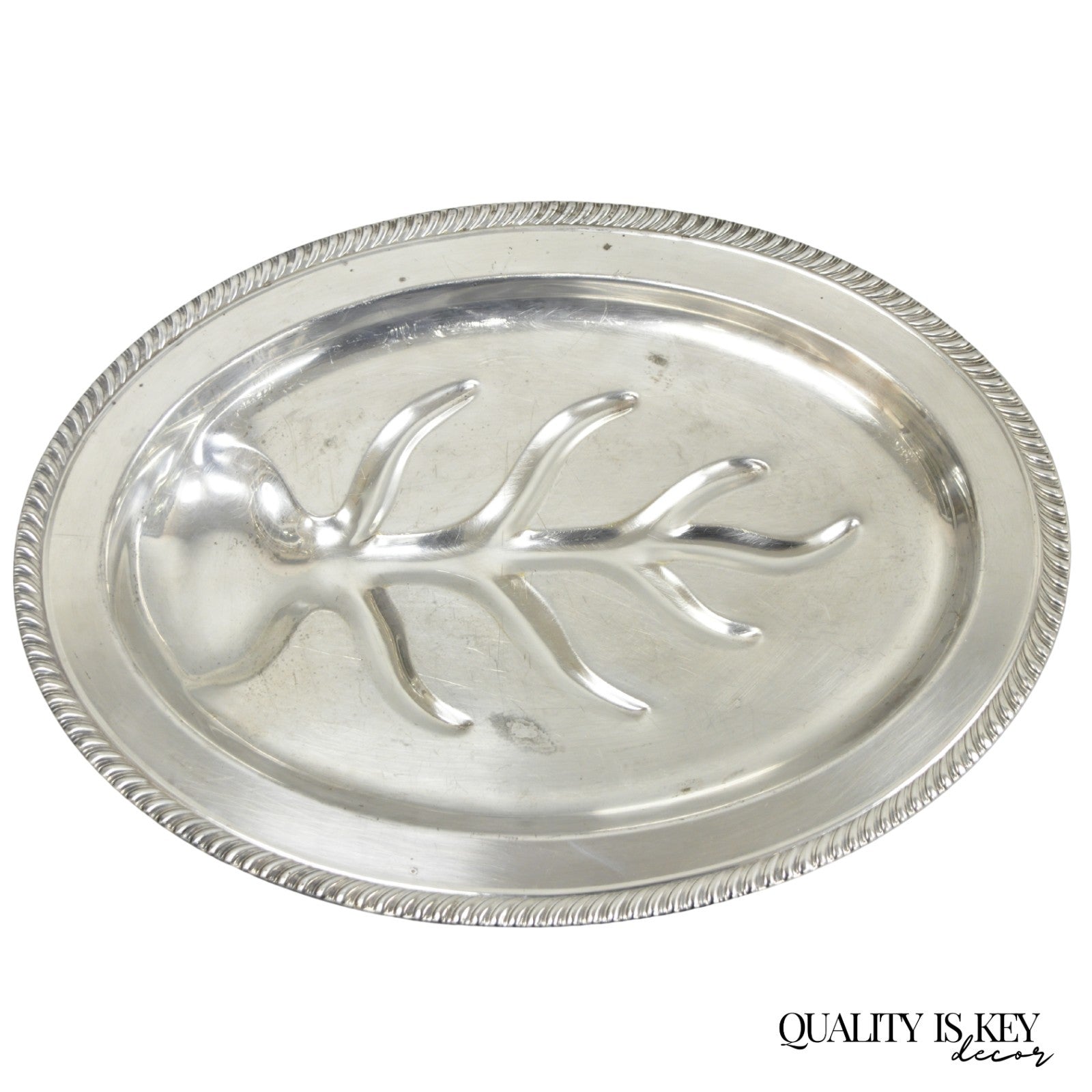 Vintage FB Rogers Silver Plated Oval Meat Cutlery Serving Platter Tray