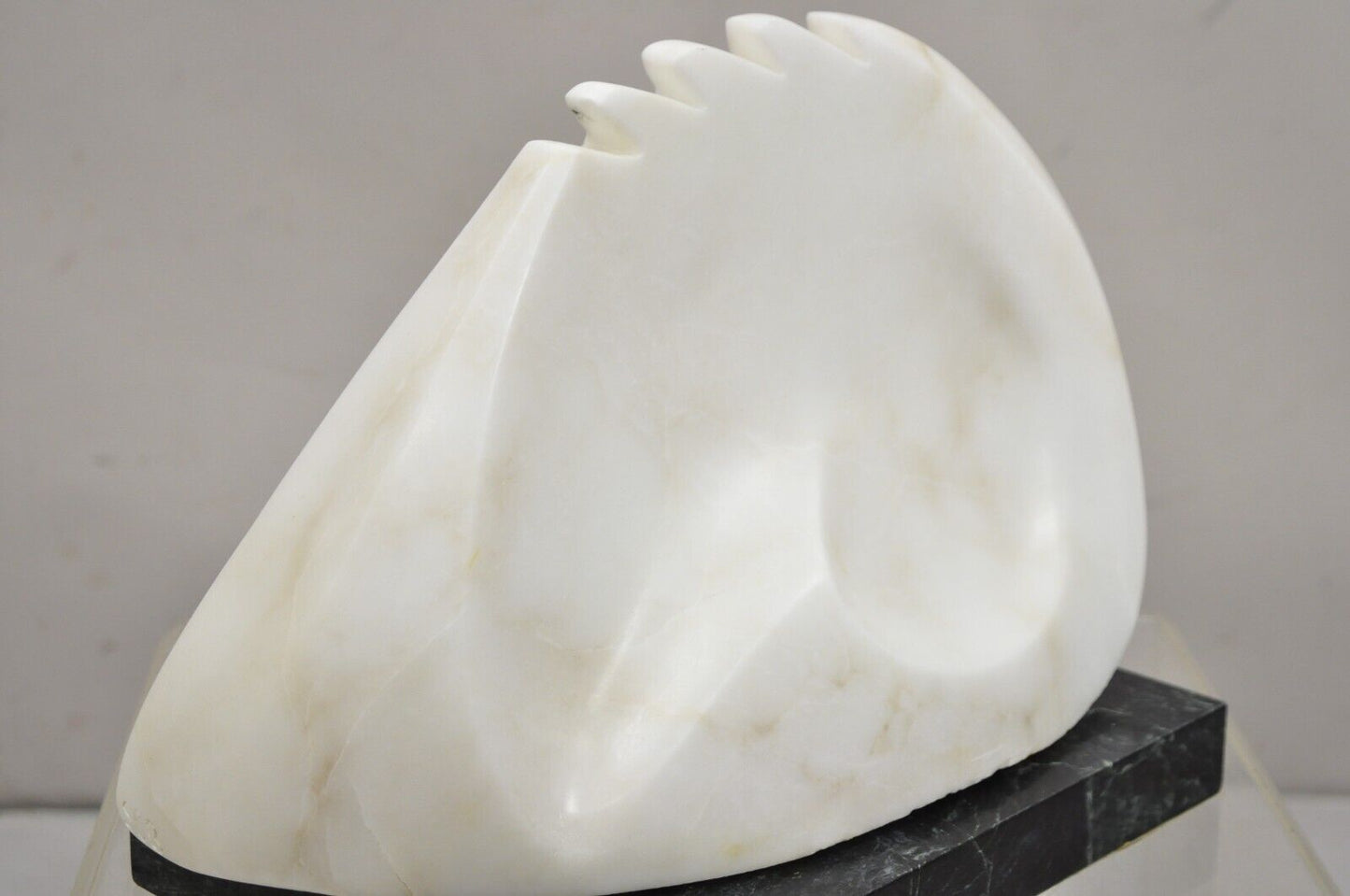 Sheryl C. Benjamin Carved Marble Abstract Modernist Sculpture on Marble Base