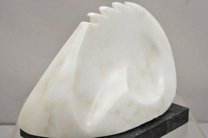 Sheryl C. Benjamin Carved Marble Abstract Modernist Sculpture on Marble Base