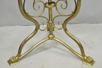Antique Italian Renaissance Brass Figural Dragon Head Pedestal Table Plant Stand