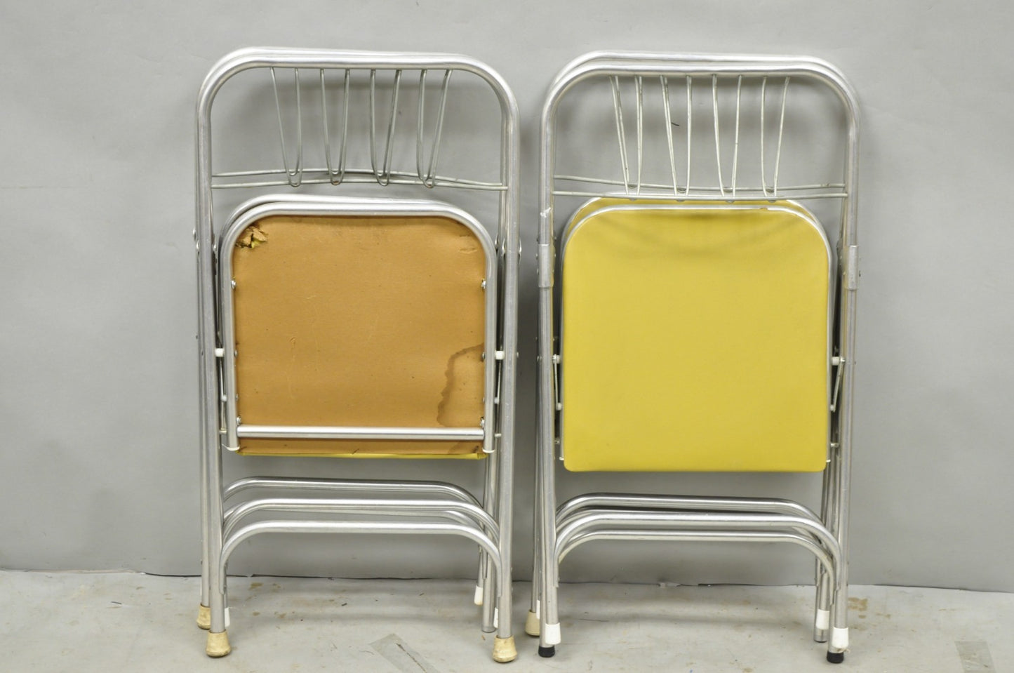 Vintage Mid Century Modern Aluminum Folding Dining Chairs by Airlite - Set of 4