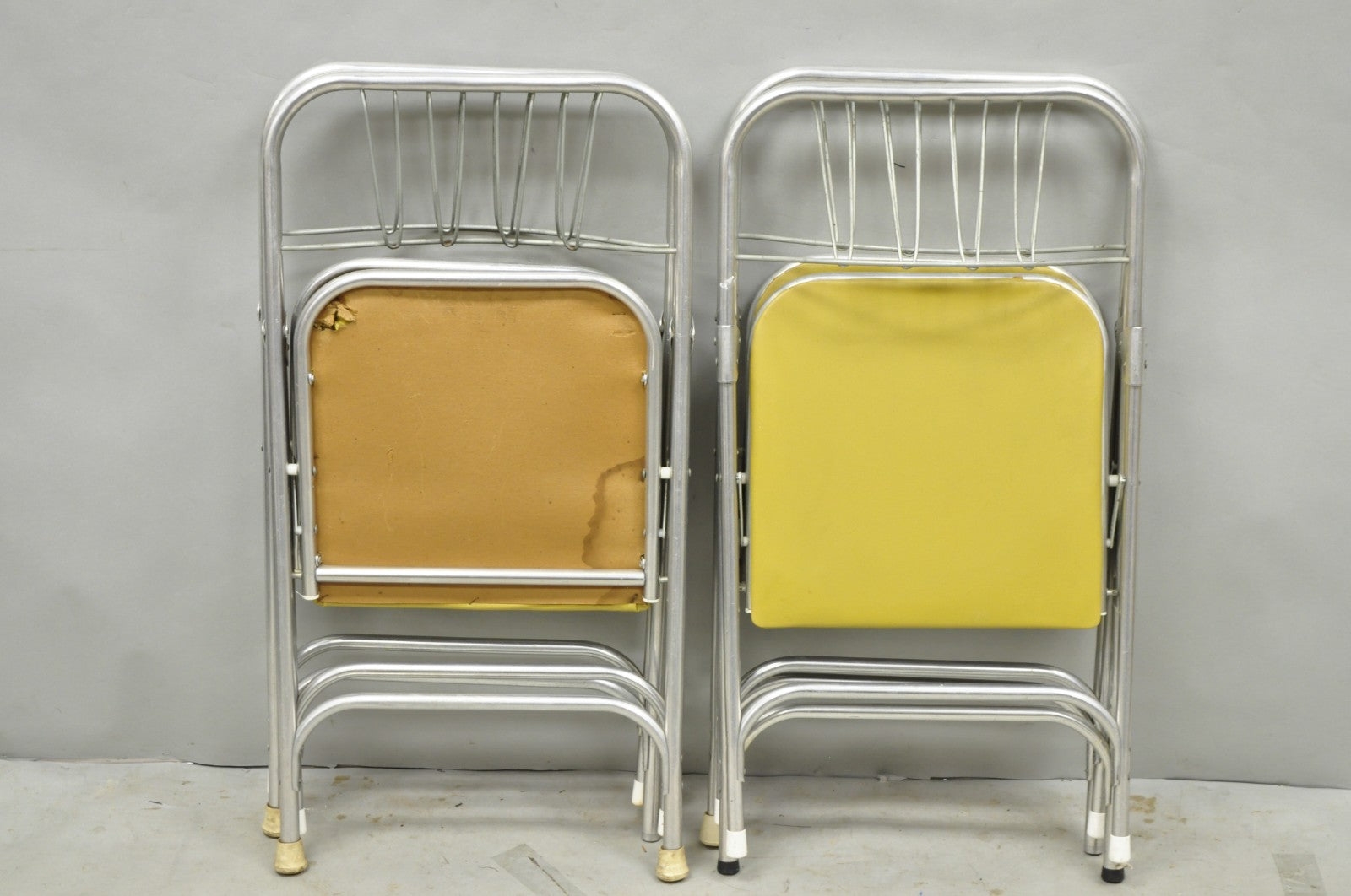 Vintage Mid Century Modern Aluminum Folding Dining Chairs by Airlite - Set of 4