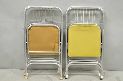 Vintage Mid Century Modern Aluminum Folding Dining Chairs by Airlite - Set of 4