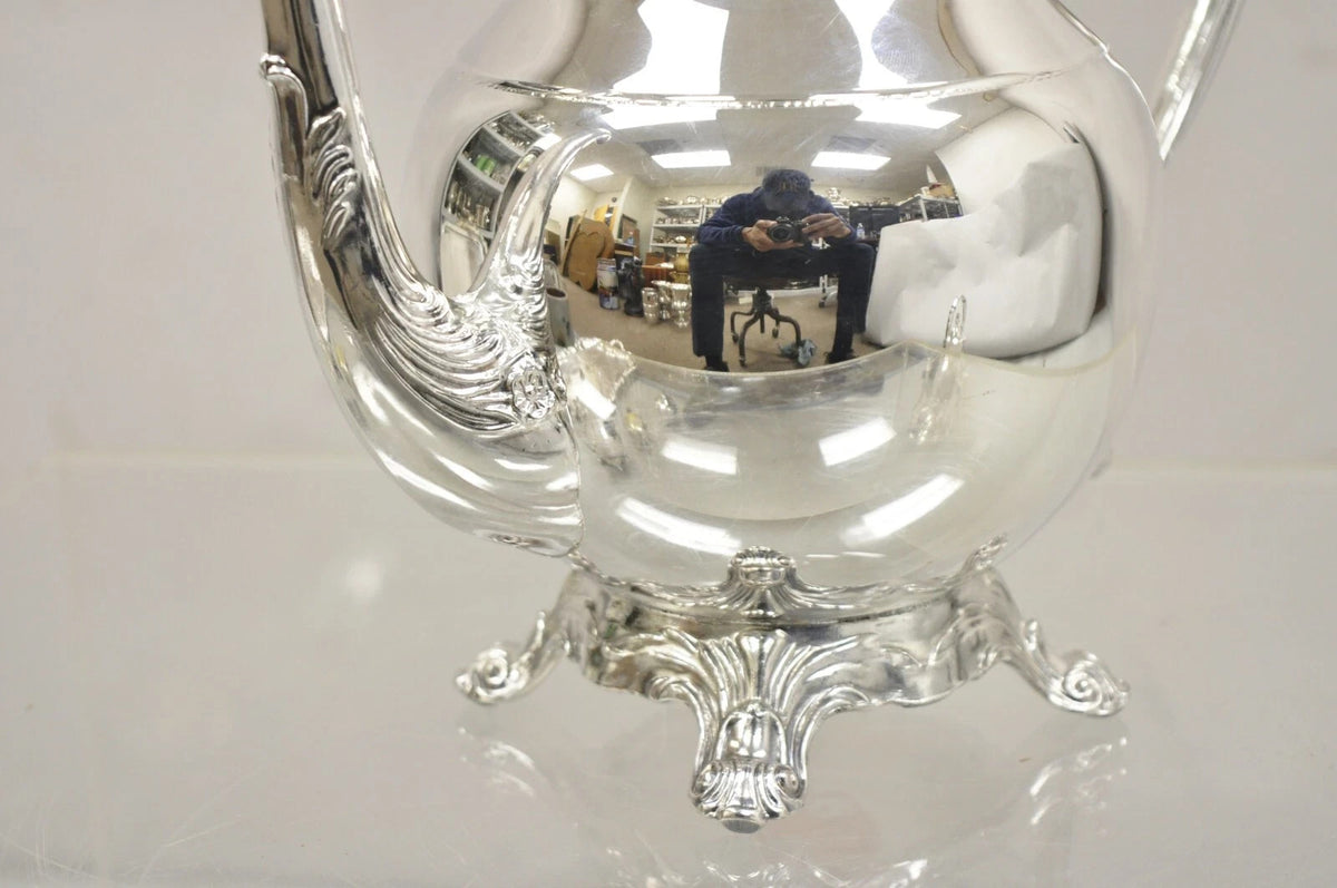 Vintage FB Rogers Victorian Silver Plated Tea Set with Tilting Pot - 6 Pcs