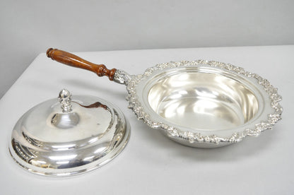 Vintage English Victorian Silver Plated Covered Chafing Dish Serving Platter