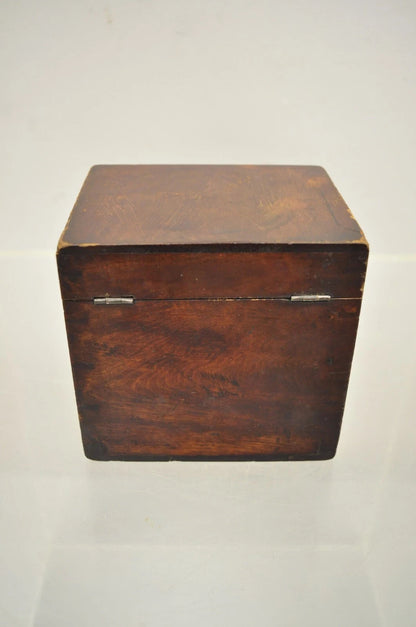 Antique English Victorian Dovetailed Walnut Tea Caddy Small Desk Trinket Box
