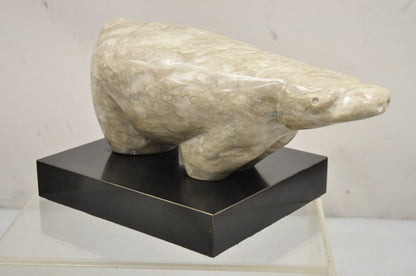 Sheryl C. Benjamin Carved Marble Inuit Polar Bear Abstract Modernist Sculpture