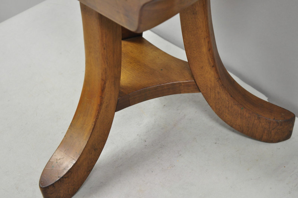 Vintage Mid Century Modern Mahogany Adolf Loos Theban Style Tripod Saddle Stool
