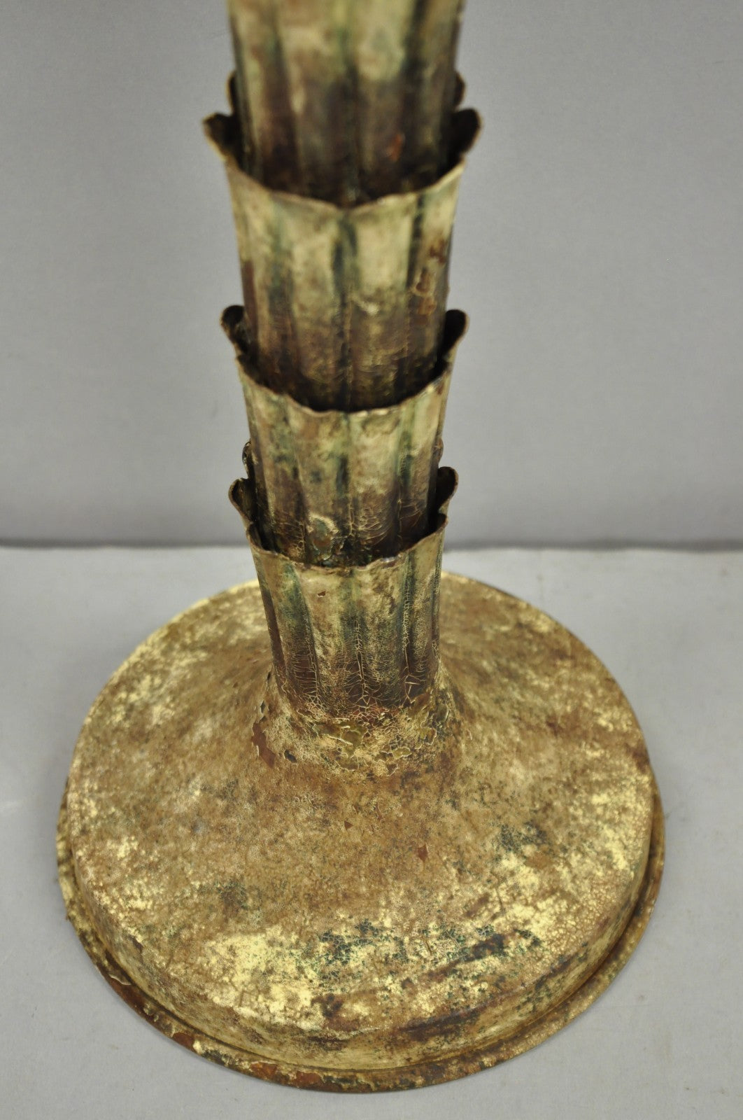 Vintage Italian Hollywood Regency Tole Metal Tropical Palm Tree Table Lamp