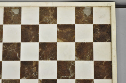 Vintage Mid Century Modern Mosaic Brown Marble Stone Chess Game Checkerboard